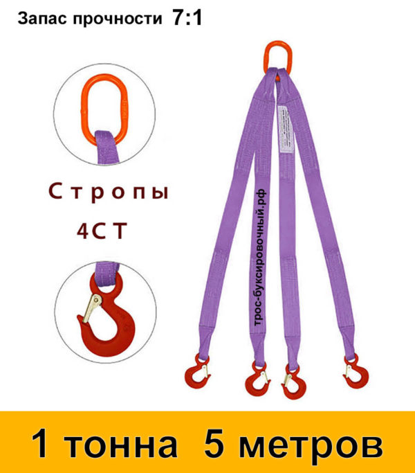 Строп текстильный четырёхветвевой 4СТ (паук) 1 тонна 5 м