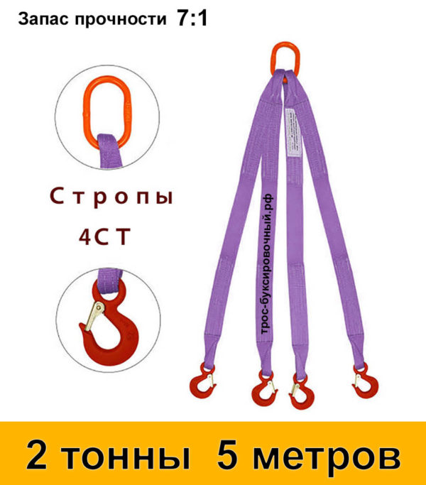 Строп текстильный четырёхветвевой 4СТ (паук) 2 тонны 5 м