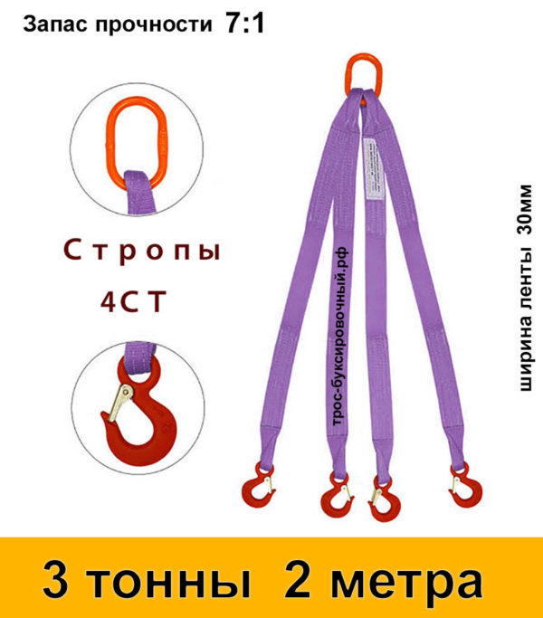 Строп текстильный четырёхветвевой 4СТ (паук) 3 тонны 2 м