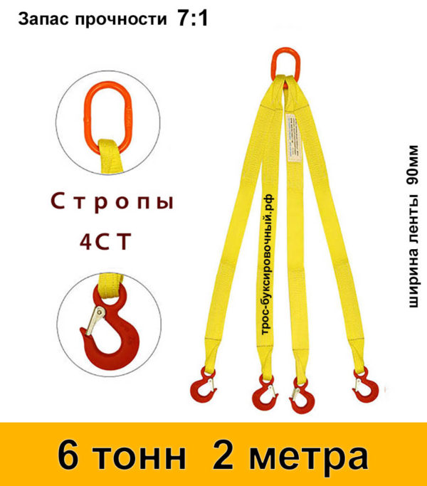 Строп текстильный четырёхветвевой 4СТ (паук) 6 тонн 2 м