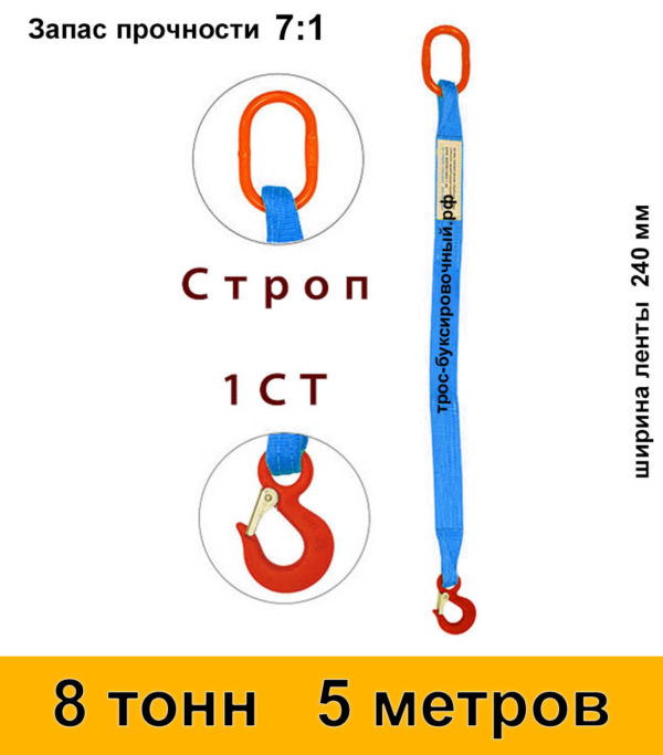 Строп текстильный одноветвевой 1СТ 8 тонн 5 м